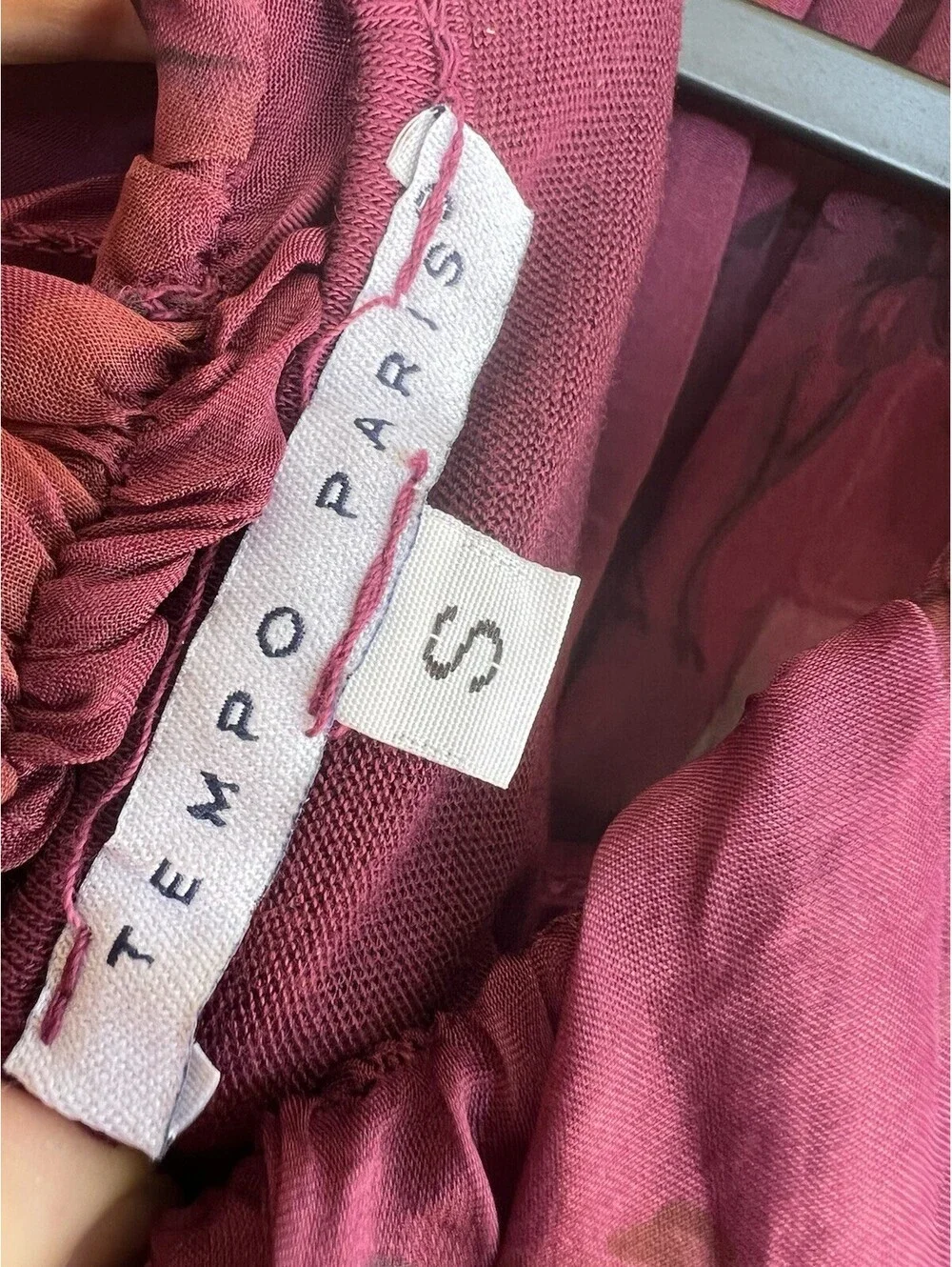 Tempo Paris Women S Burgundy Long Sleeve With Spaghetti Strap Liner Sheer Dress